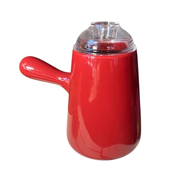 William Sonoma Ceramic Hot Chocolate Pot Red Foam Frother Mixer Recipe Book READ - Picture 3 of 4